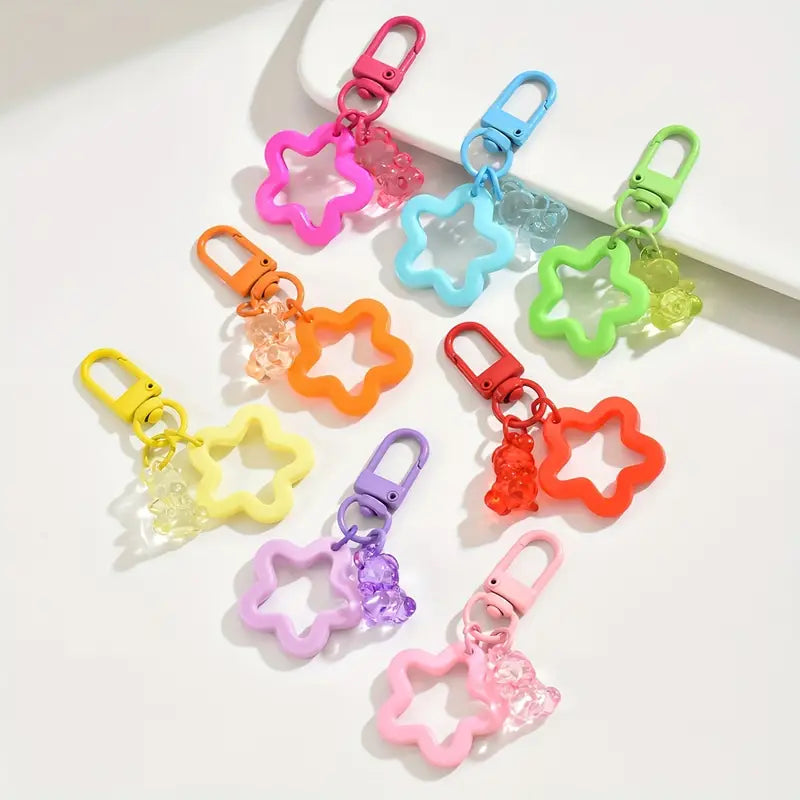 1 pc Starry Bear: Acrylic Star-Shaped Keychain with Bell