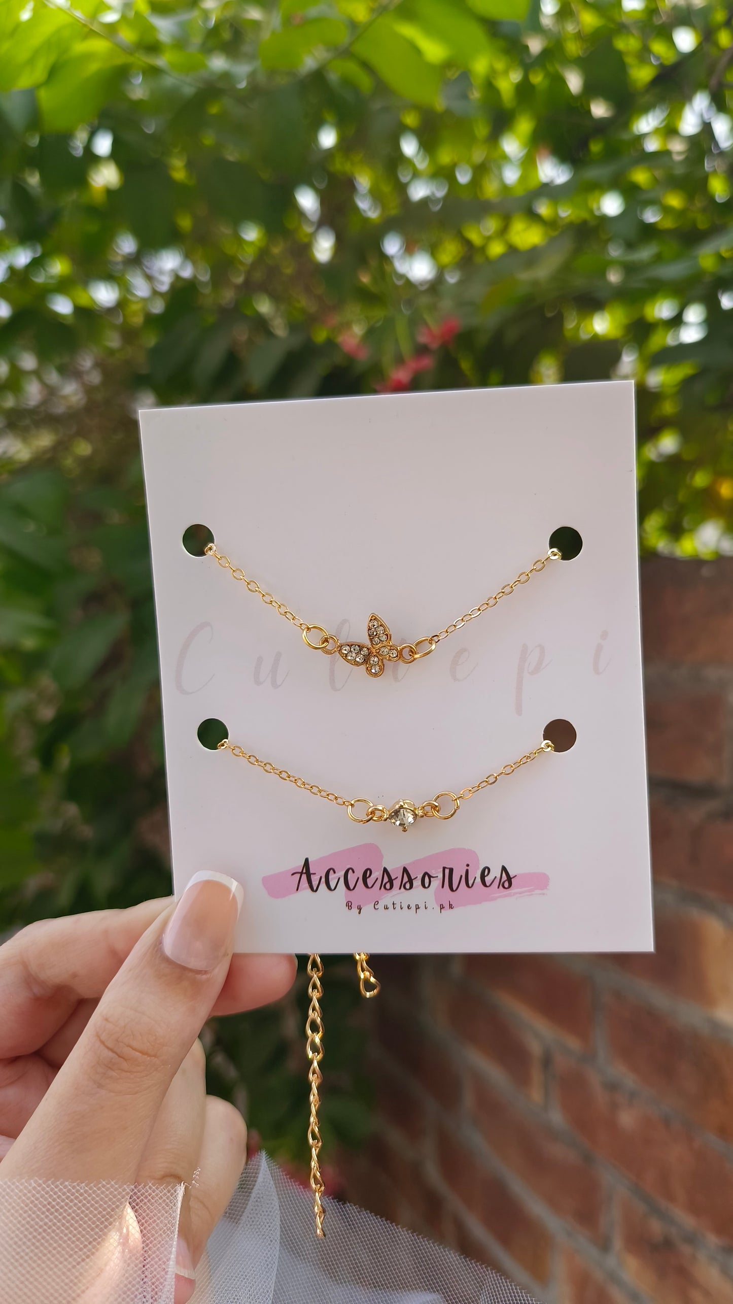 Love & Infinity Butterfly Bracelet Set – Green Rhinestone Shine