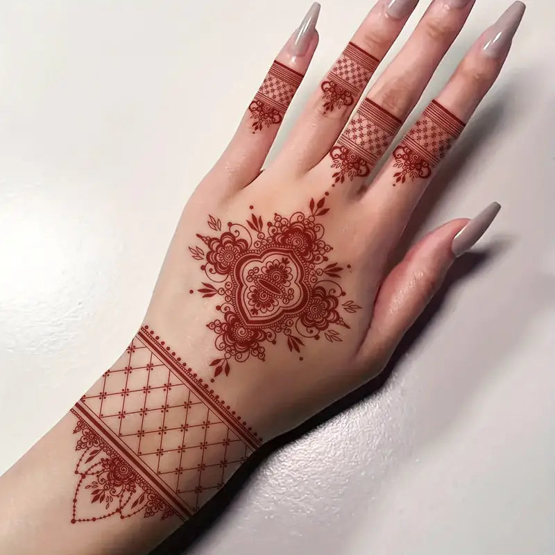 🖤 Bold Lotus Totem Mehndi Sticker - Edgy Temporary Body Art