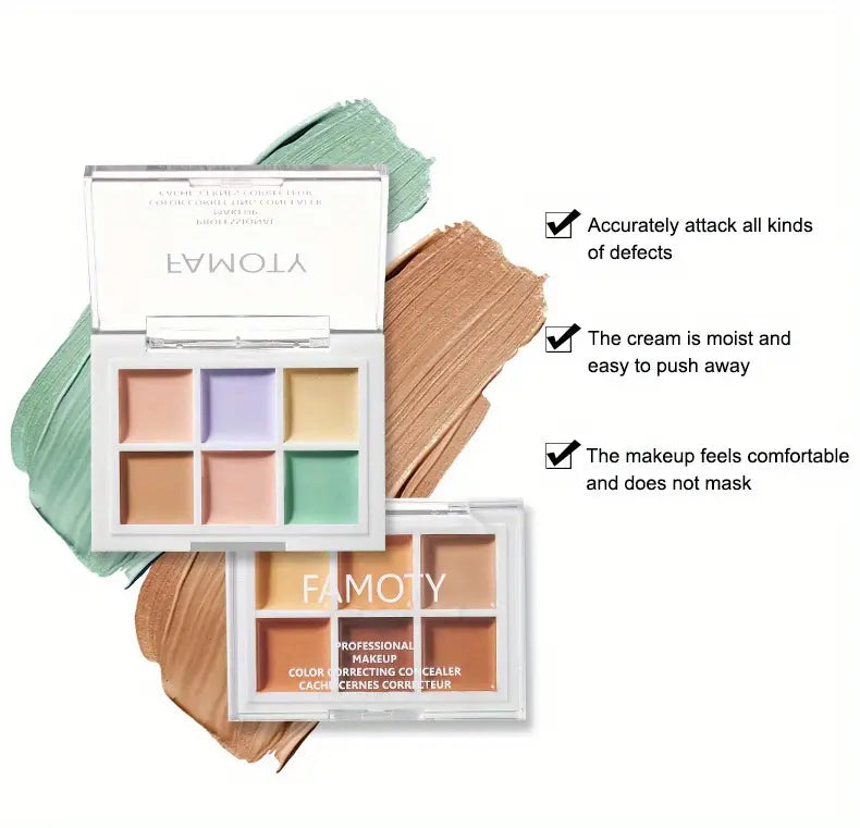 "6-Color Concealer Palette & Contour Kit – Long-Lasting, Waterproof Perfection"