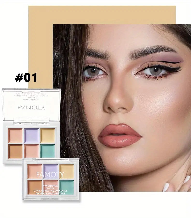 "6-Color Concealer Palette & Contour Kit – Long-Lasting, Waterproof Perfection"