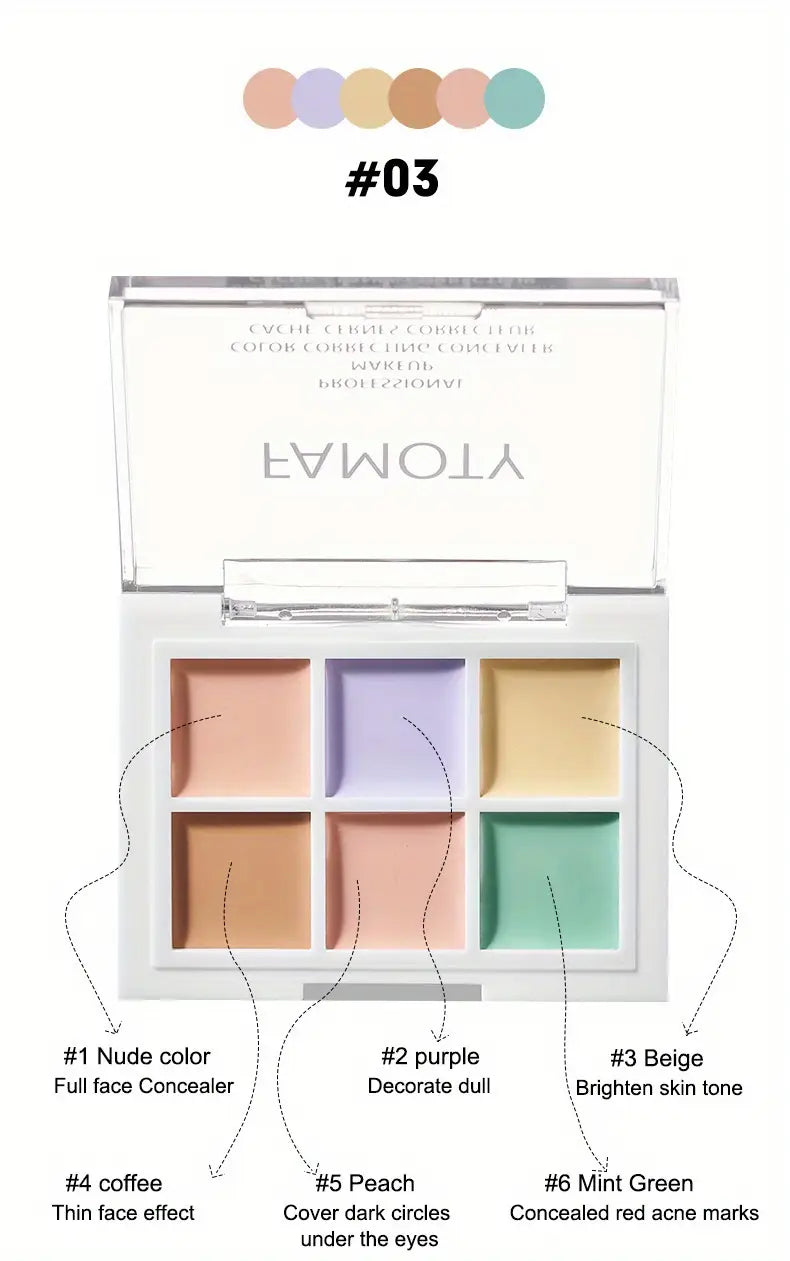 "6-Color Concealer Palette & Contour Kit – Long-Lasting, Waterproof Perfection"