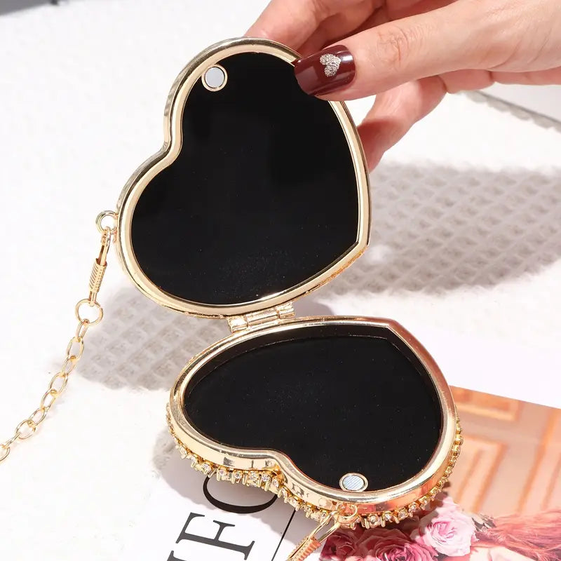 Sparkling Rhinestone Heart-Shaped Handbag