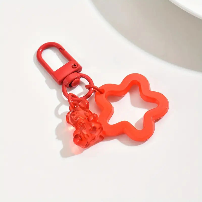 1 pc Starry Bear: Acrylic Star-Shaped Keychain with Bell