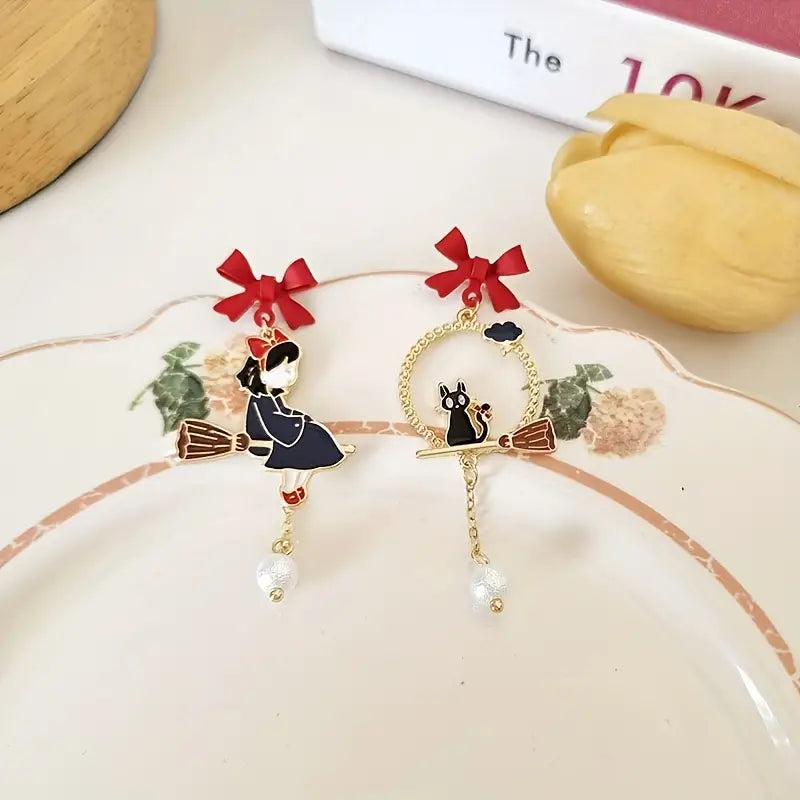 Charm Cat & Bow Earrings