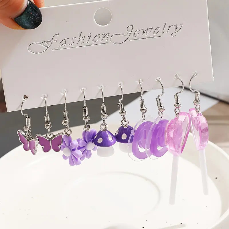 1 pc Creative Earrings - Purple love
