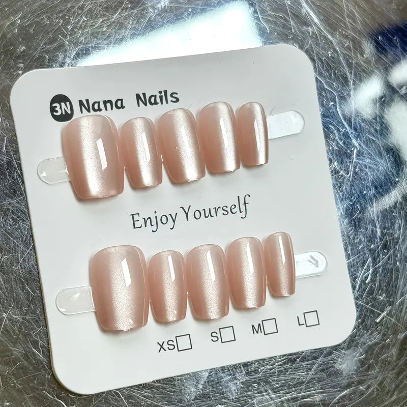 Peachy Gold- Premium cat eye nails with application kit (Eid Special)