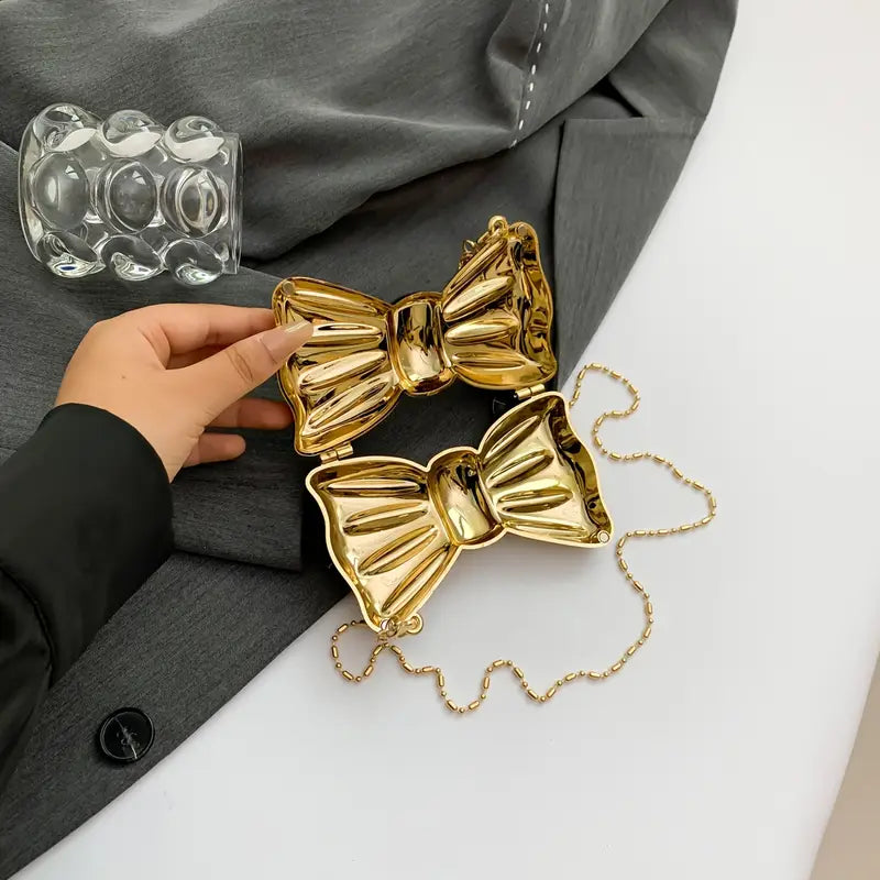Golden Bow Charm – Acrylic Mini Evening Bag