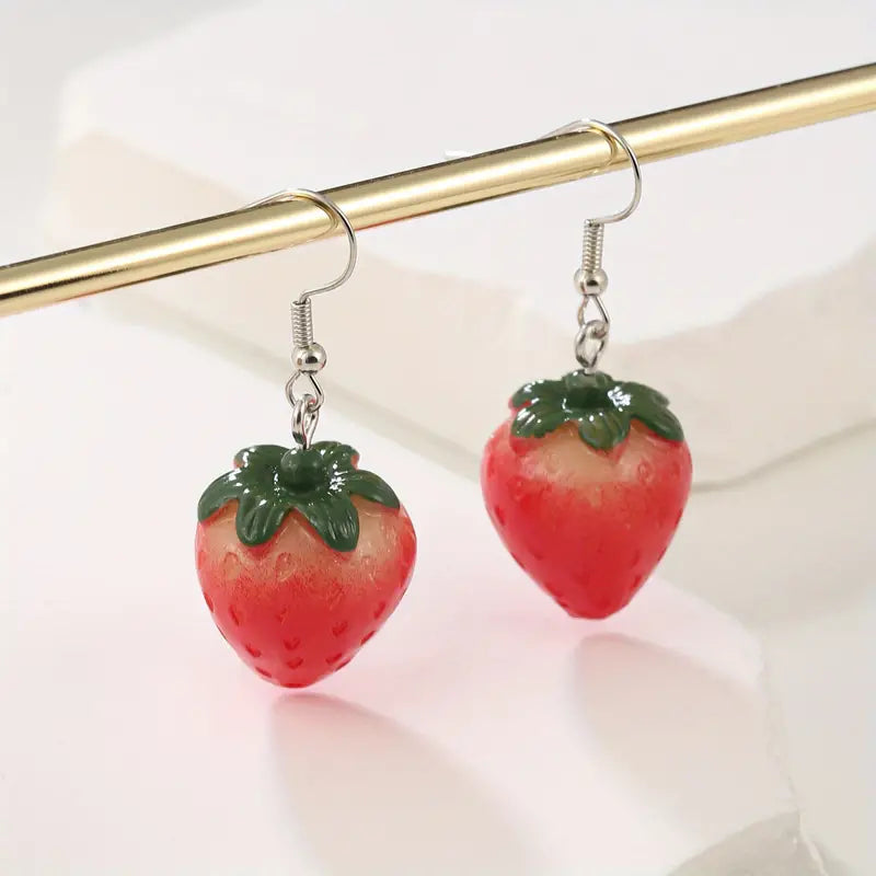Sweet Strawberry Dangle Earrings – Trendy & Charming Jewellery for Women