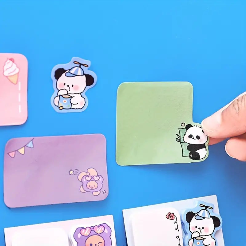 🐾 100pcs Cute Cartoon Animal Sticky Notes – Aesthetic Stationery for School &; Decor 📚