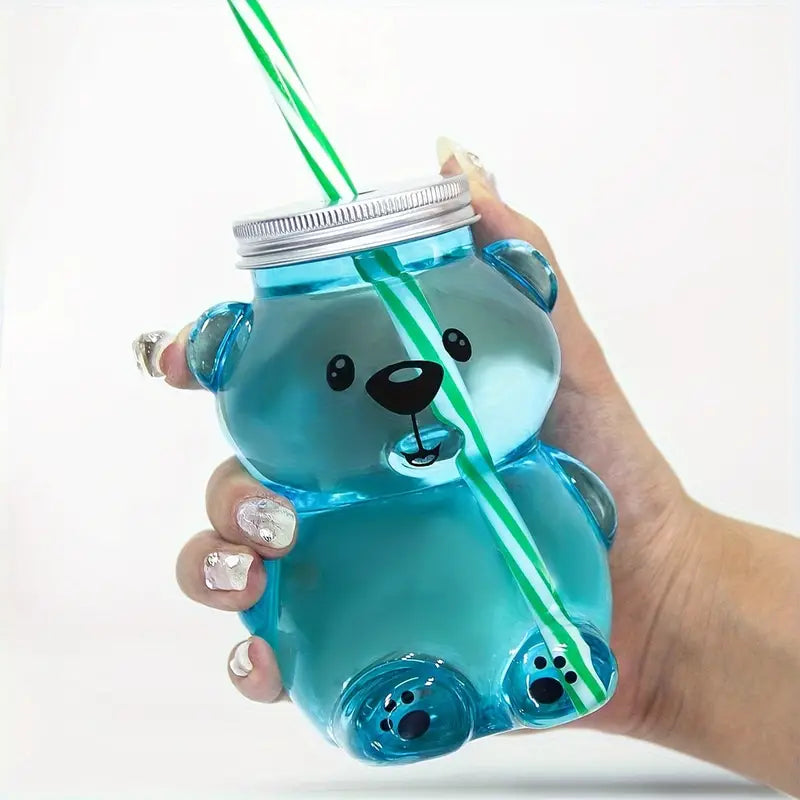 "Bear Sip: Adorable Cartoon Straw Cup"