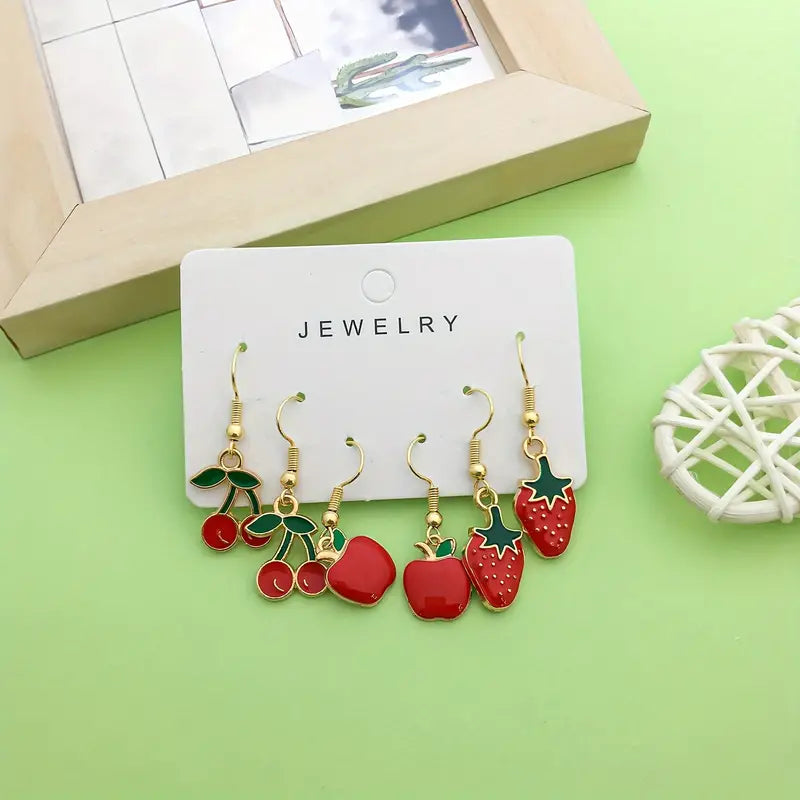 🍏 Metal Apple Dangle Earrings – Quirky Stylish Design for Girls, Perfect for Daily Wear ✨