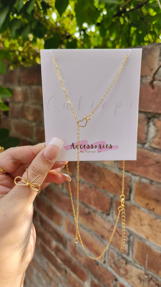 Trendy Heart Pendant Necklace – Sparkling Tassel Elegance"