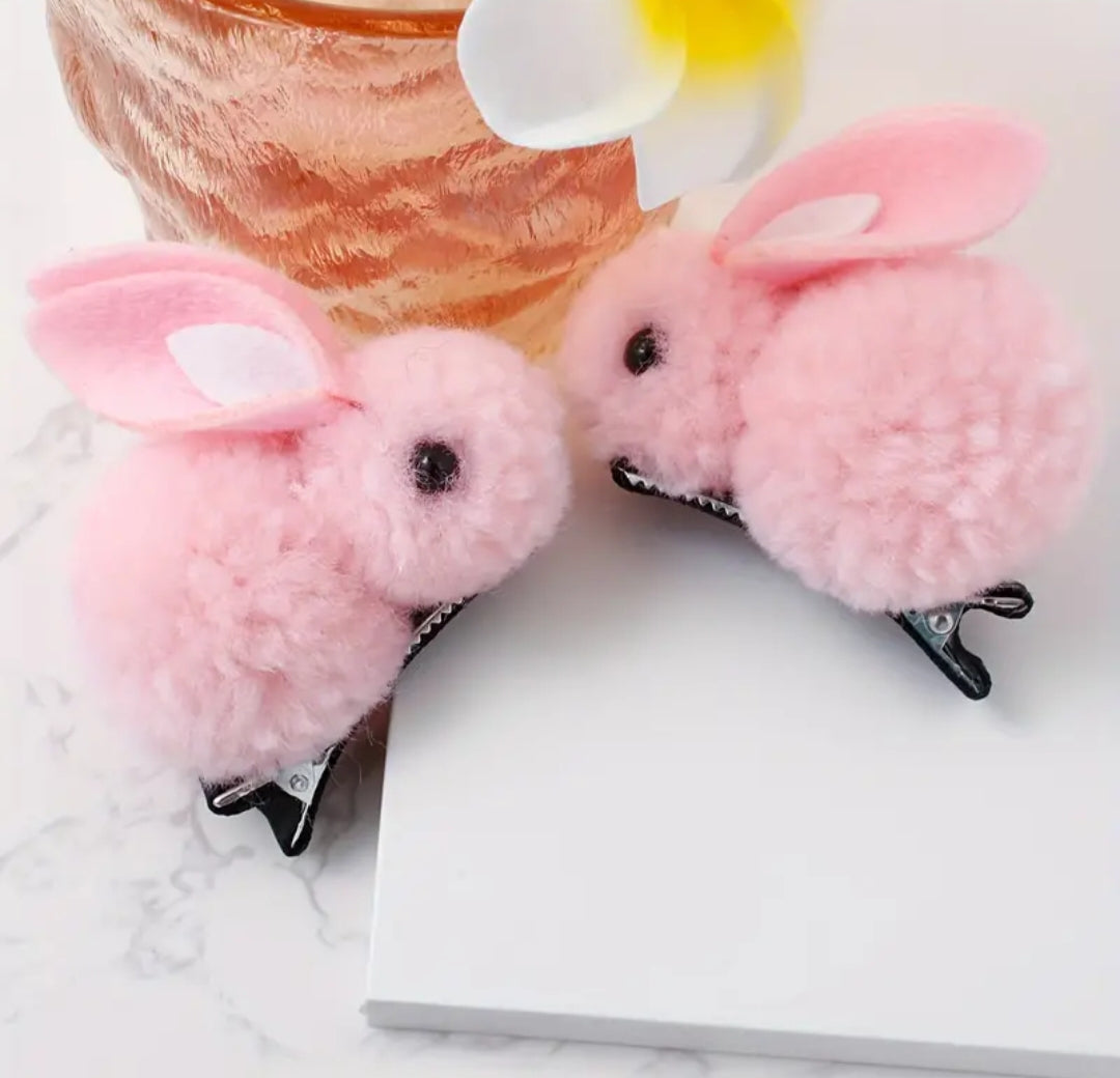 2 Cute Three-Dimensional Fluffy Rabbit Hair Clips
