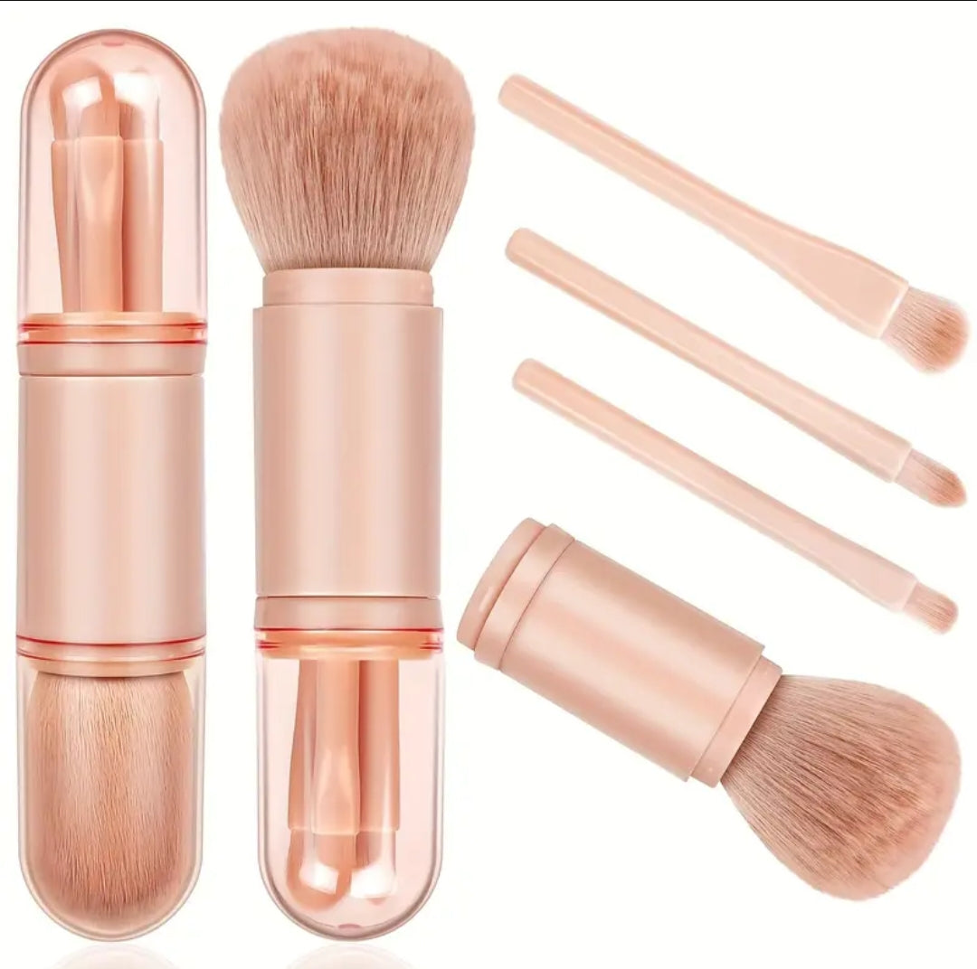 4-in-1 Portable Makeup Brush Set - Compact Beauty Must-Have