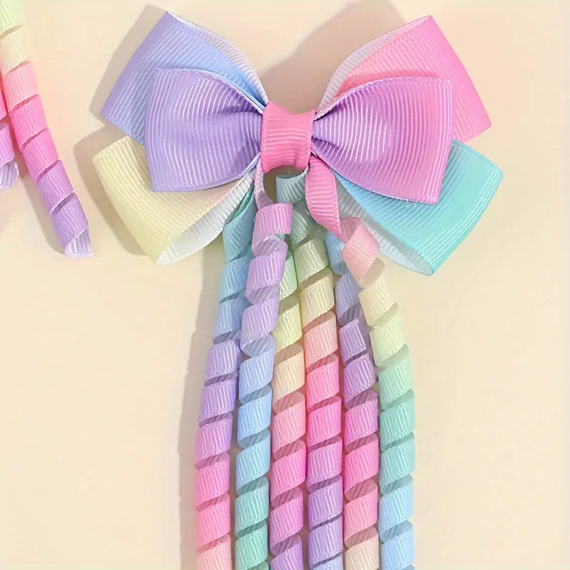 Rainbow Tassel Bow Hair Clip