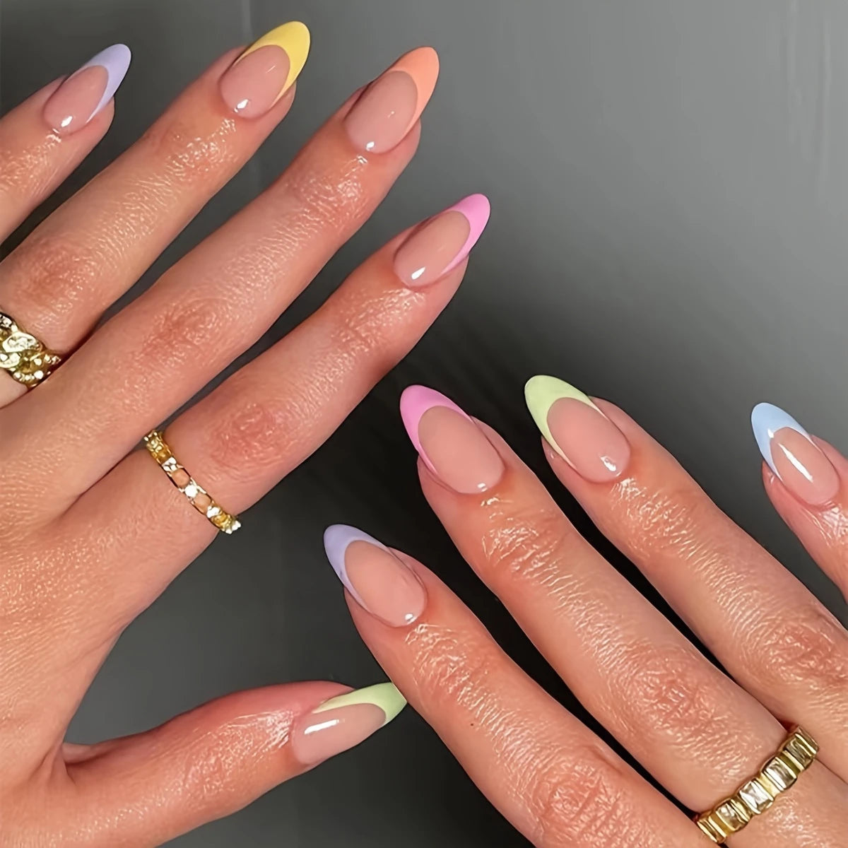 Rainbow Swirl- 24pcs nail set with Application kit