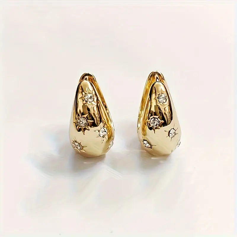 Golden Star Sphere Hoops" Stainless Steel!