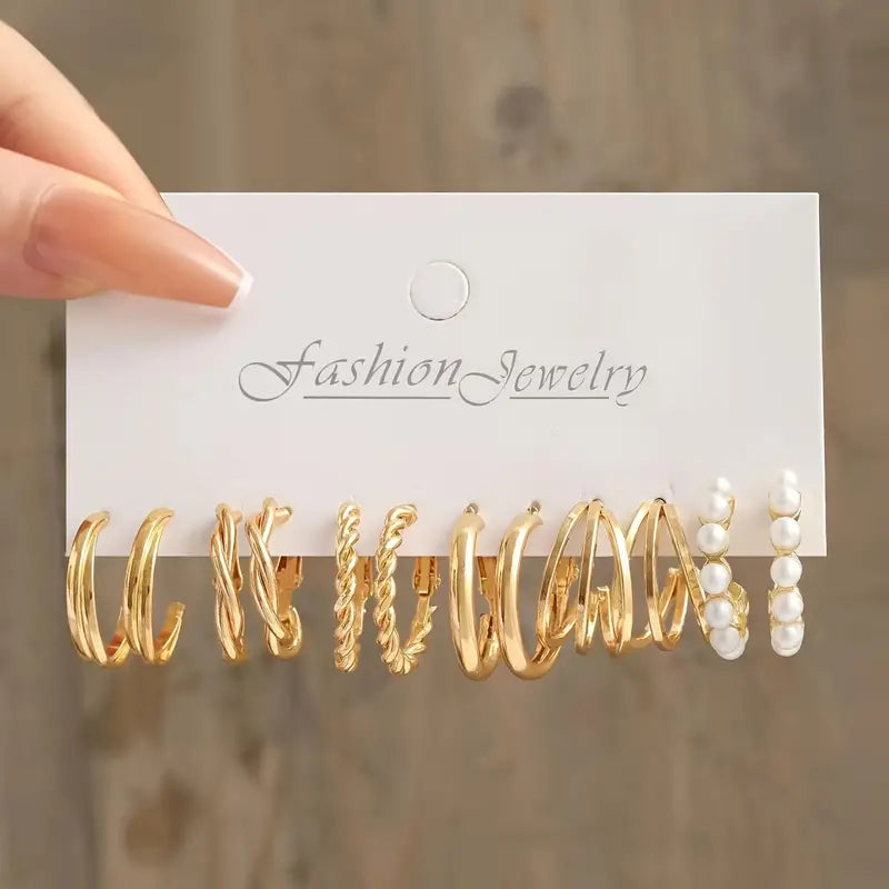 ✨ 6 Pairs (12 Pcs) Trendy Hoop Earrings – Cute; Anti-Tarnish Design 💖