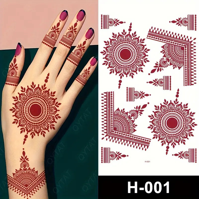 🌸 Stylish Mehndi Hand Sticker - Waterproof & Long-Lasting