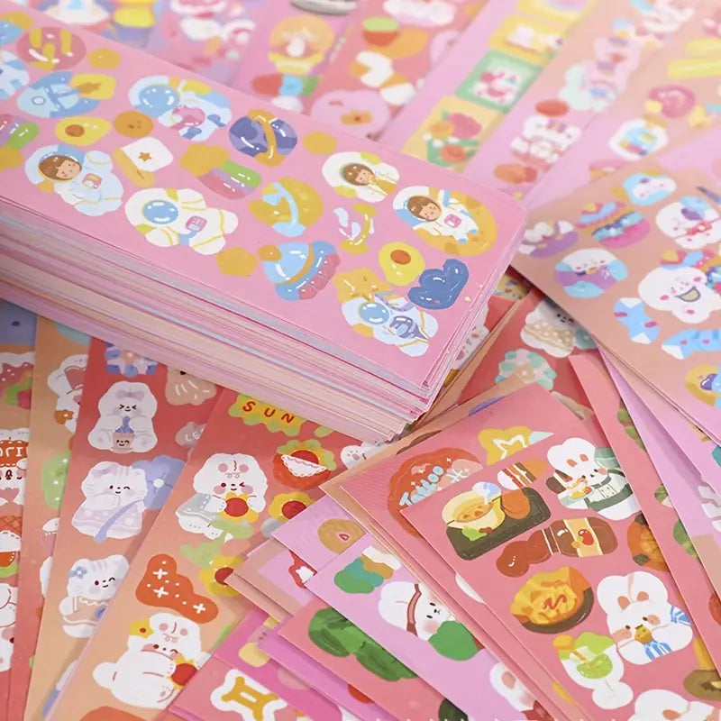 ✨ 5pcs Random Kawaii Cartoon Stickers – Sparkly PVC Decals for Crafts & Decor 💖