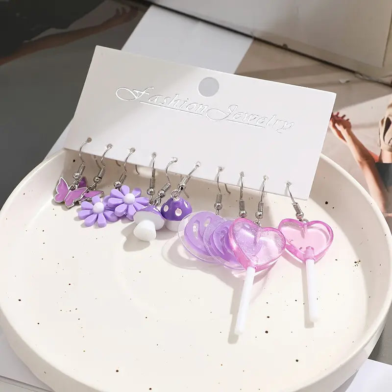 1 pc Creative Earrings - Purple love