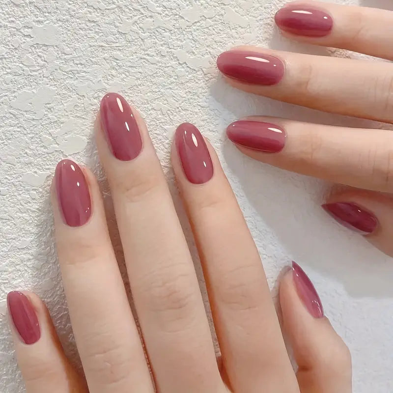 Tea Pink Bliss - 24pcs Plain Press-On Nails with Application Kit