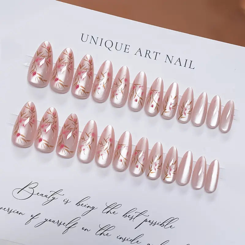 Pastoral Style Cat Eye Nail 24pcs with application kit