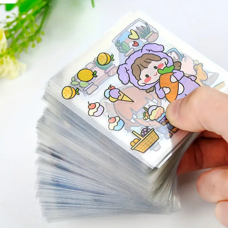 5pcs Cute Pet and Cartoon Girl Stickers – Non-Repeating DIY &Diary Decor 📓