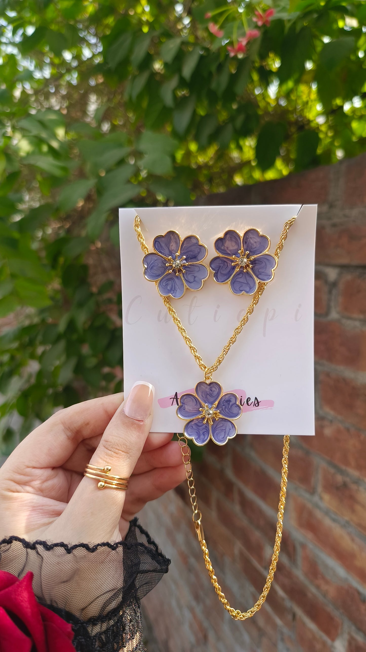 Vibrant Bloom" Purple Flower Pendant Set 🌸💜