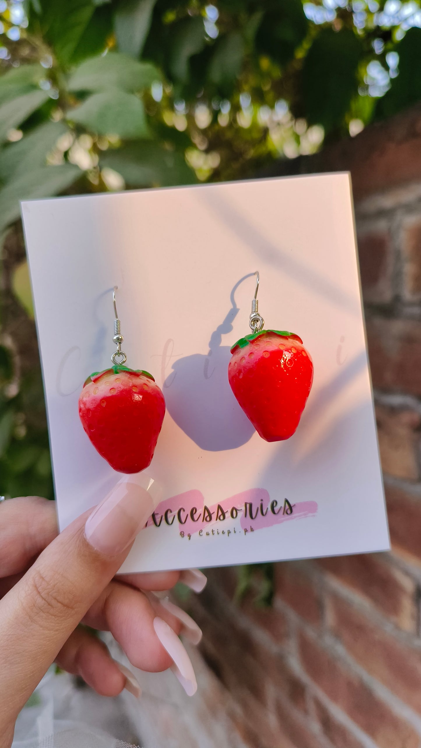 "Berry Bliss: Strawberry Resin Dangle Earrings"