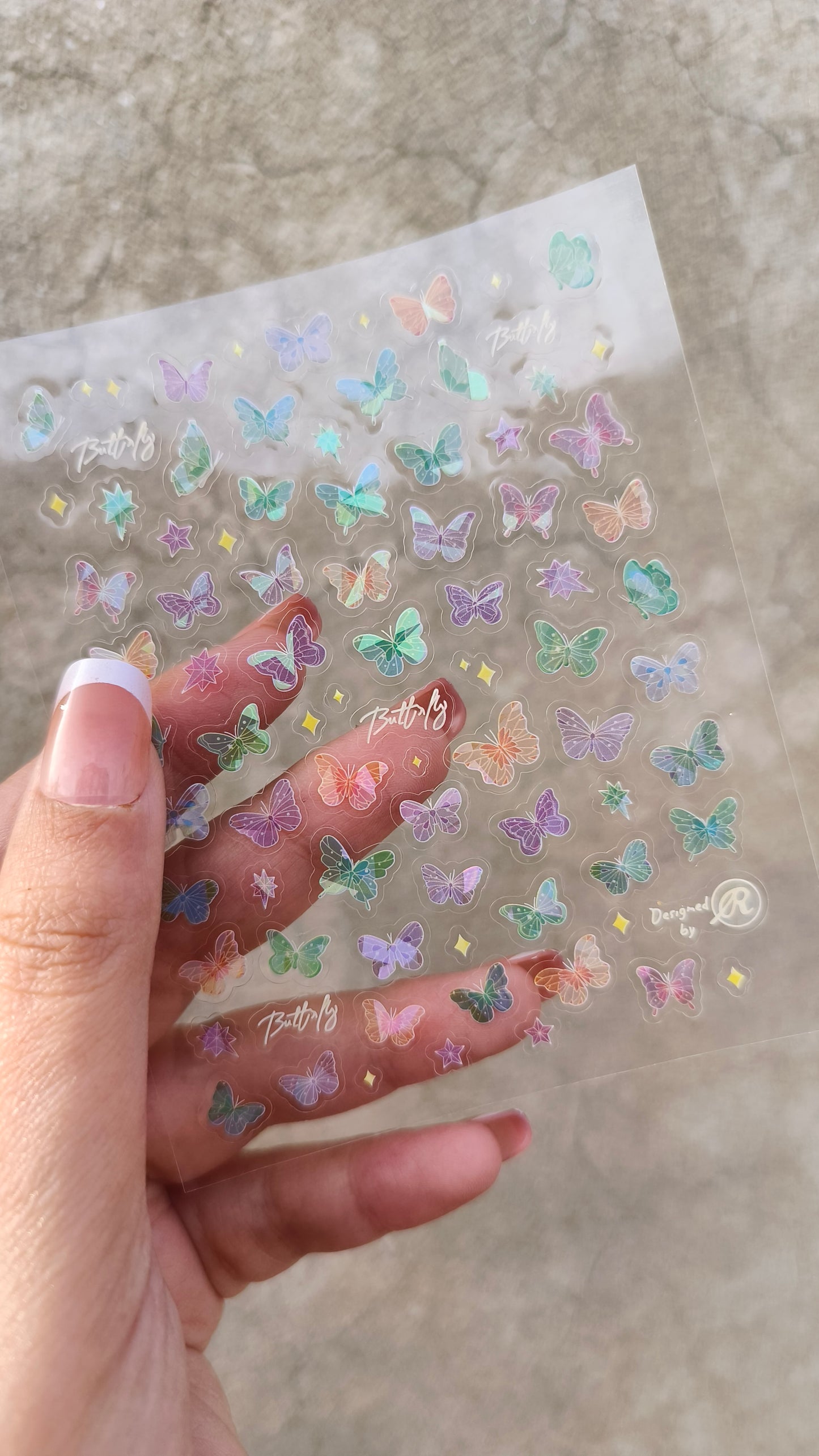 Iridescent Butterfly Nail Sticker - Glittering Self-Adhesive Decal for a Stunning Manicure"