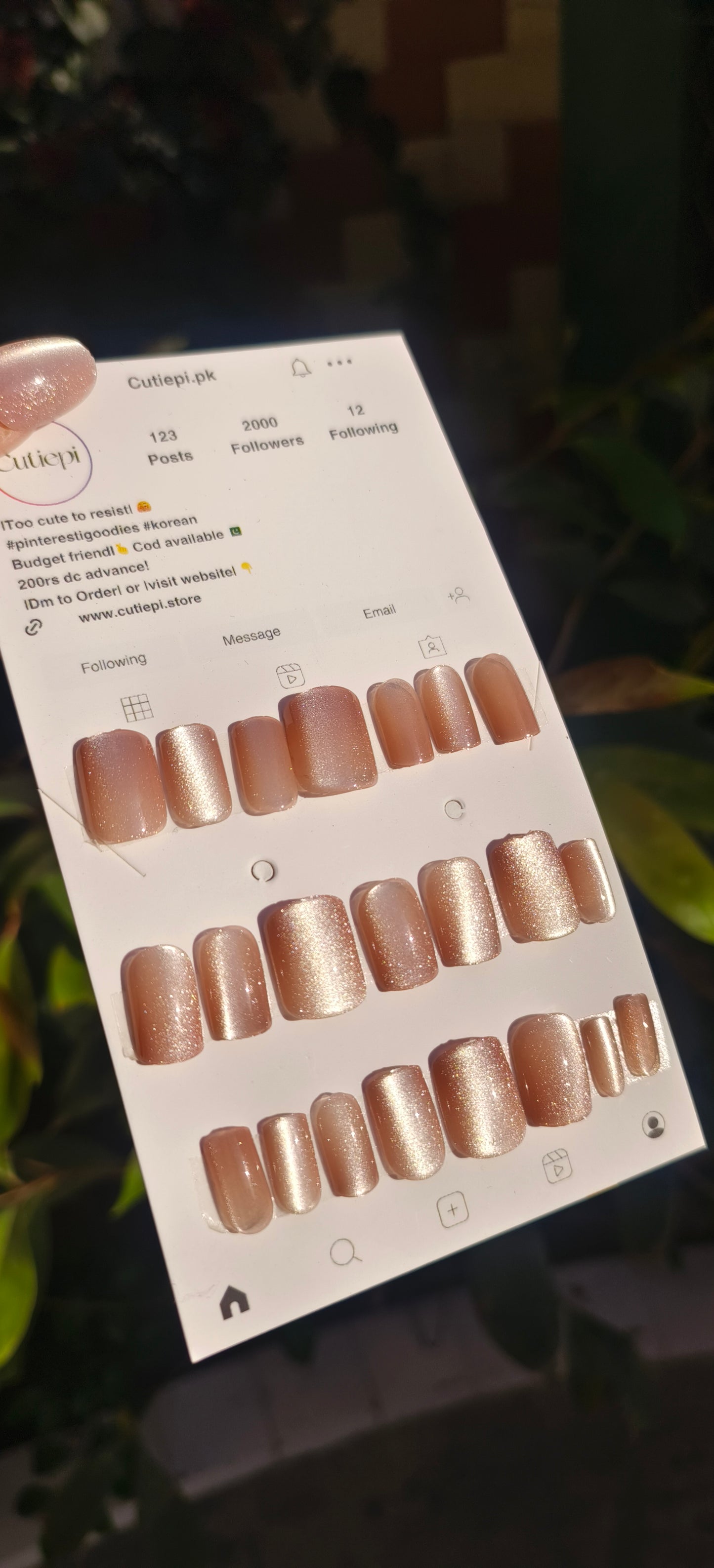 Mocha Glaze – Square Cat Eye Nails (24pcs with Application Kit)
