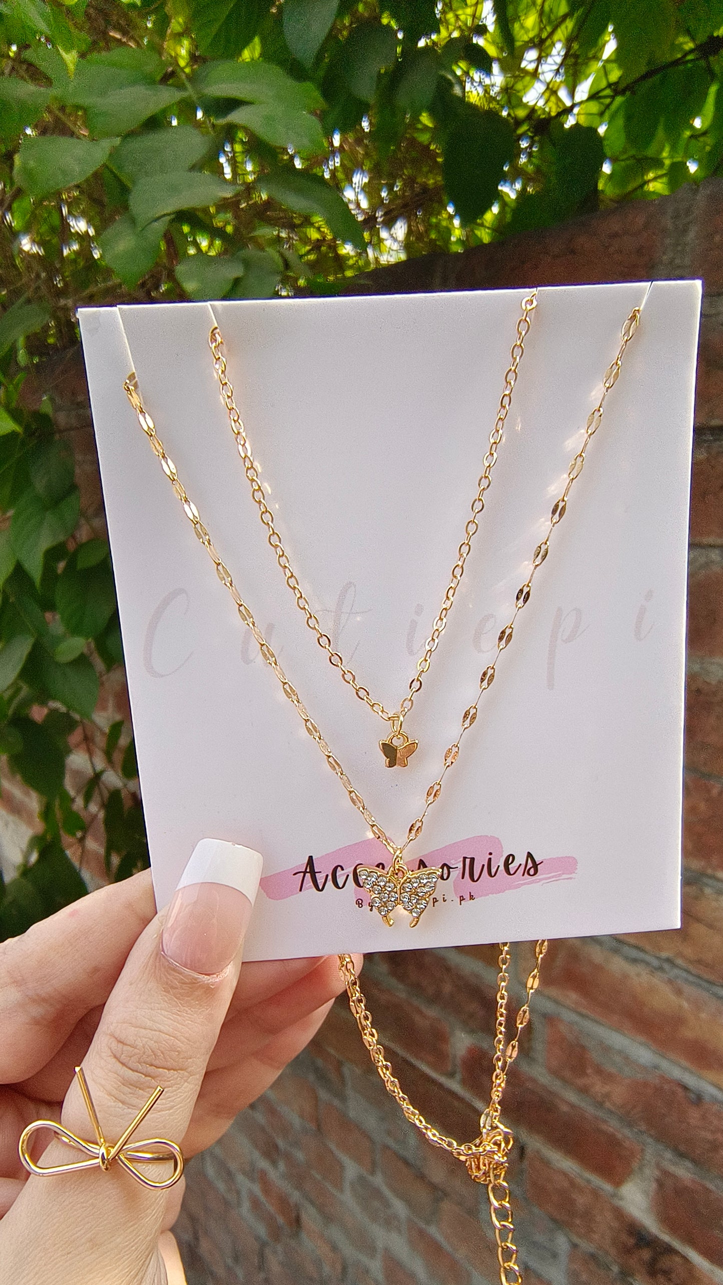 Flutter Charm - Gold-Plated 2-Layer Butterfly Necklace