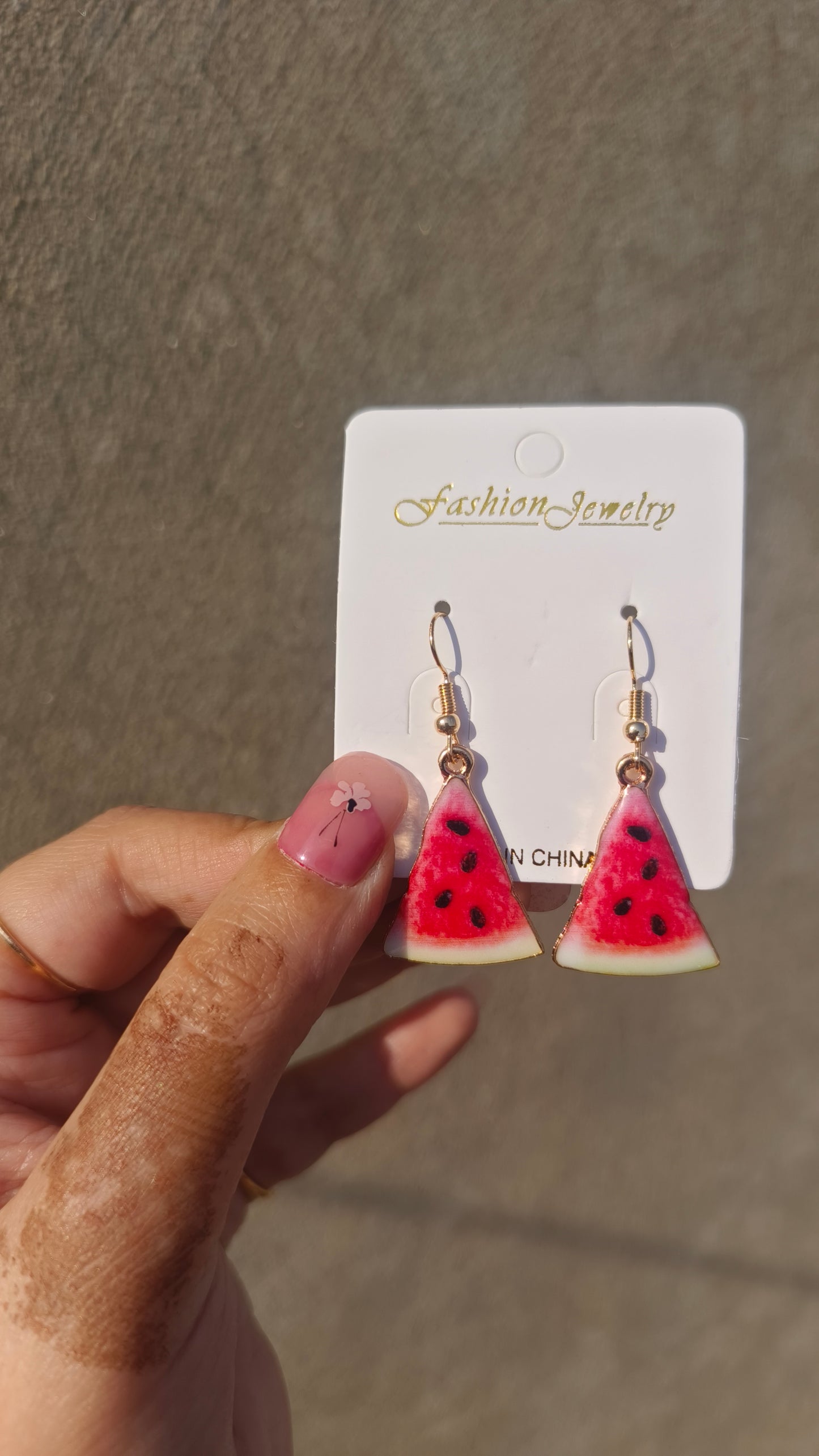 Metallic Gold-Plated Watermelon Earrings – Fresh & Fun Style