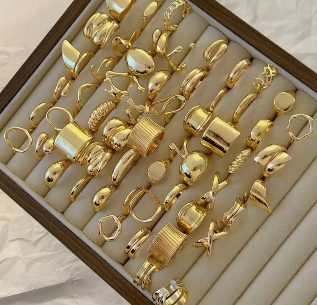 Pack of 3 Stainless Steel Gold Rings