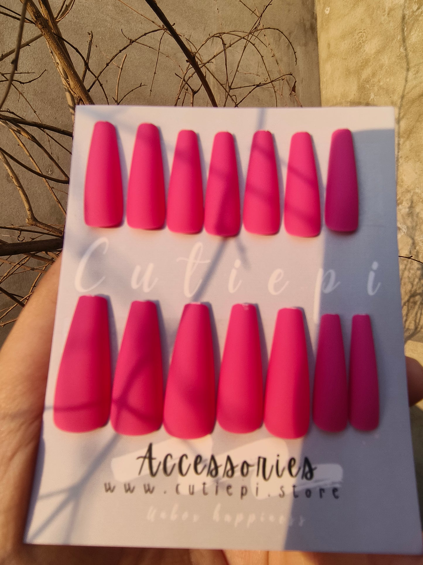Velvet Rose Matte Nail Set – 24pcs with Kit