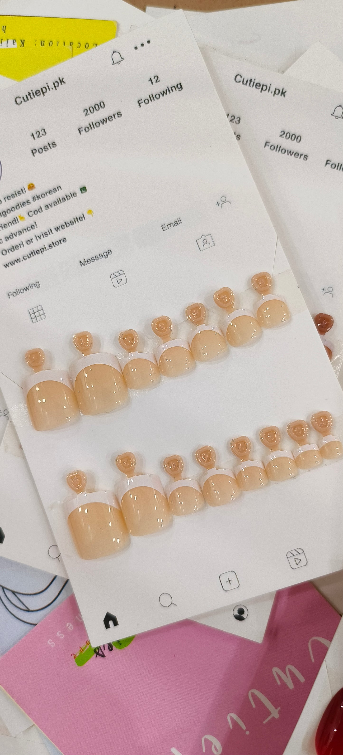 Plain French - 24pcs Toe nails with Application Kit