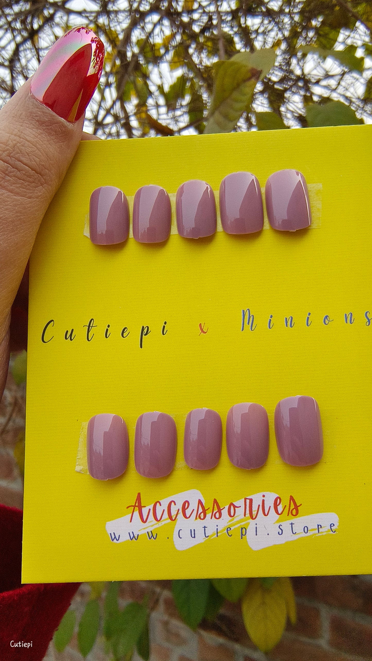 Royal Mocha - 24pcs Short Square Purplish Brown Press-On Nails