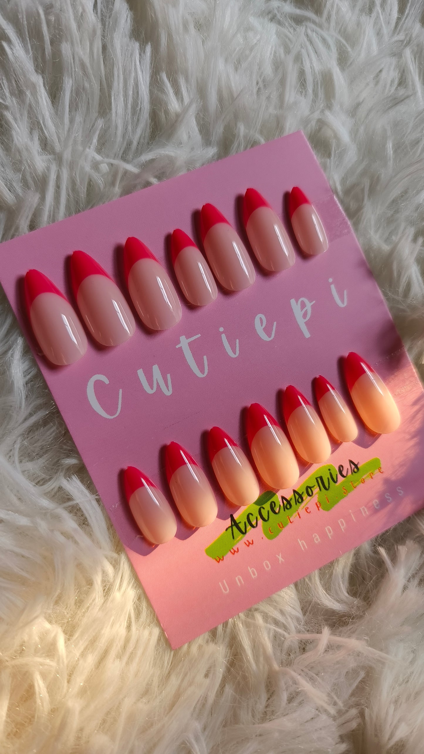 Red French Almond – Elegant Press-On Nail Set
