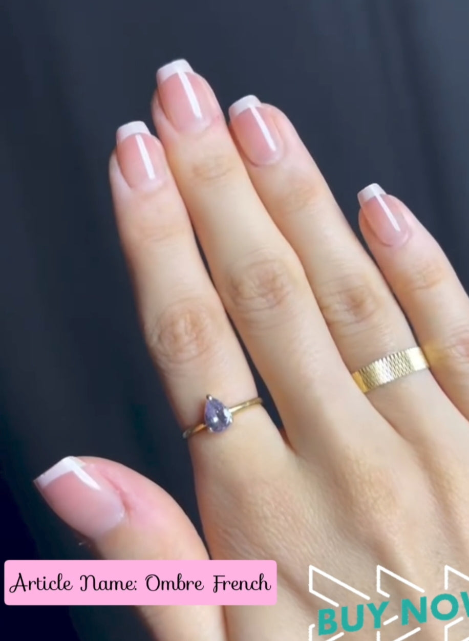 Ombre French- 30 pcs Salon Quality French Nails with Application Kit