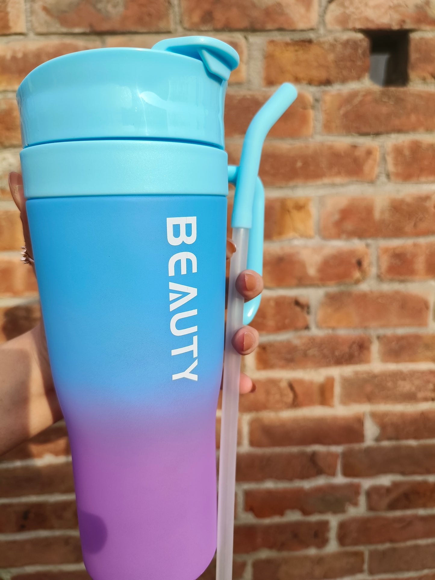 Ethereal Glow Beauty Tumbler – Purple & Blue Hues