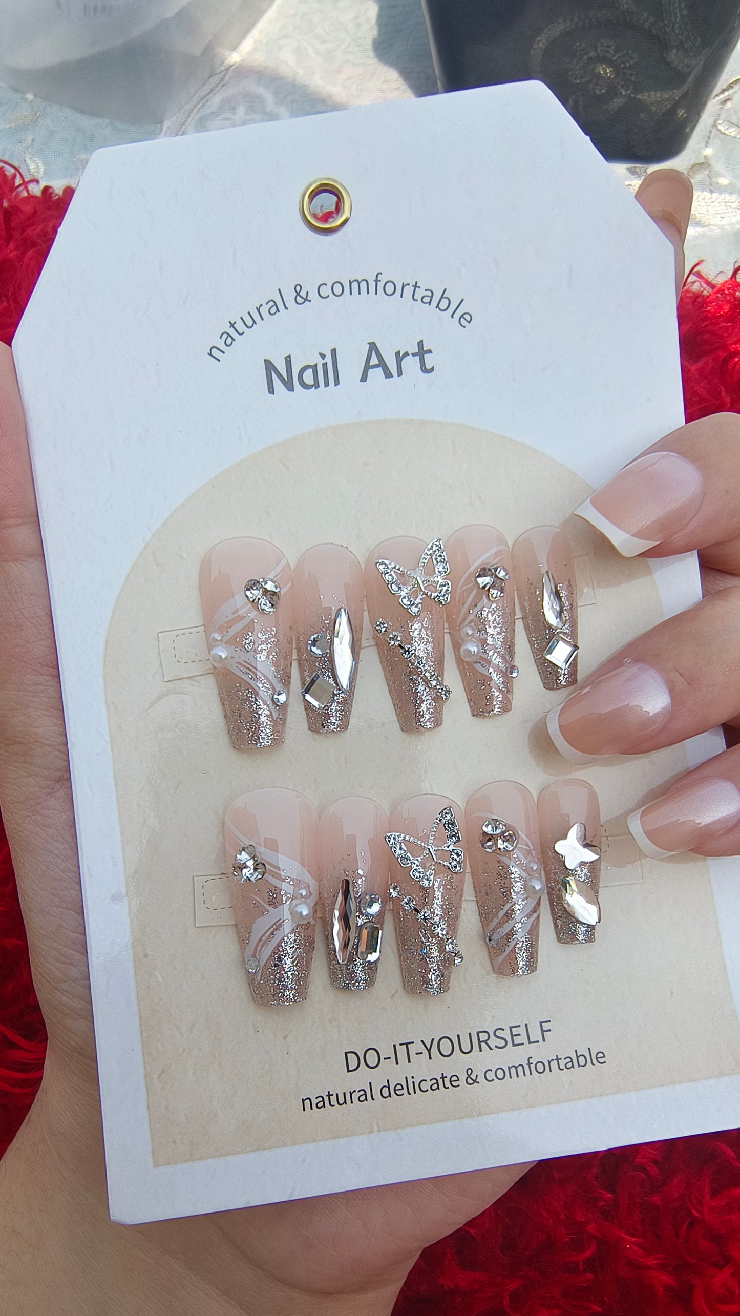 High-Quality Bridal Charm Attached Nails – Elegant and Chic Design, 24pcs Set with application kit
