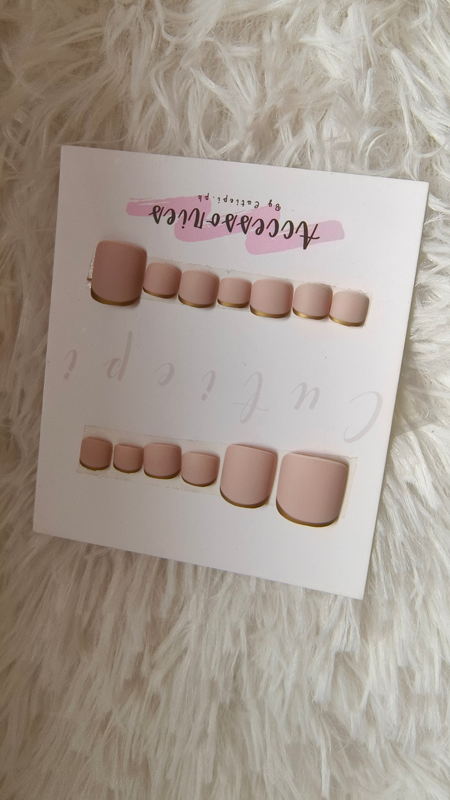 Matte Brown French - 24pcs Foot Nails with Application Kit