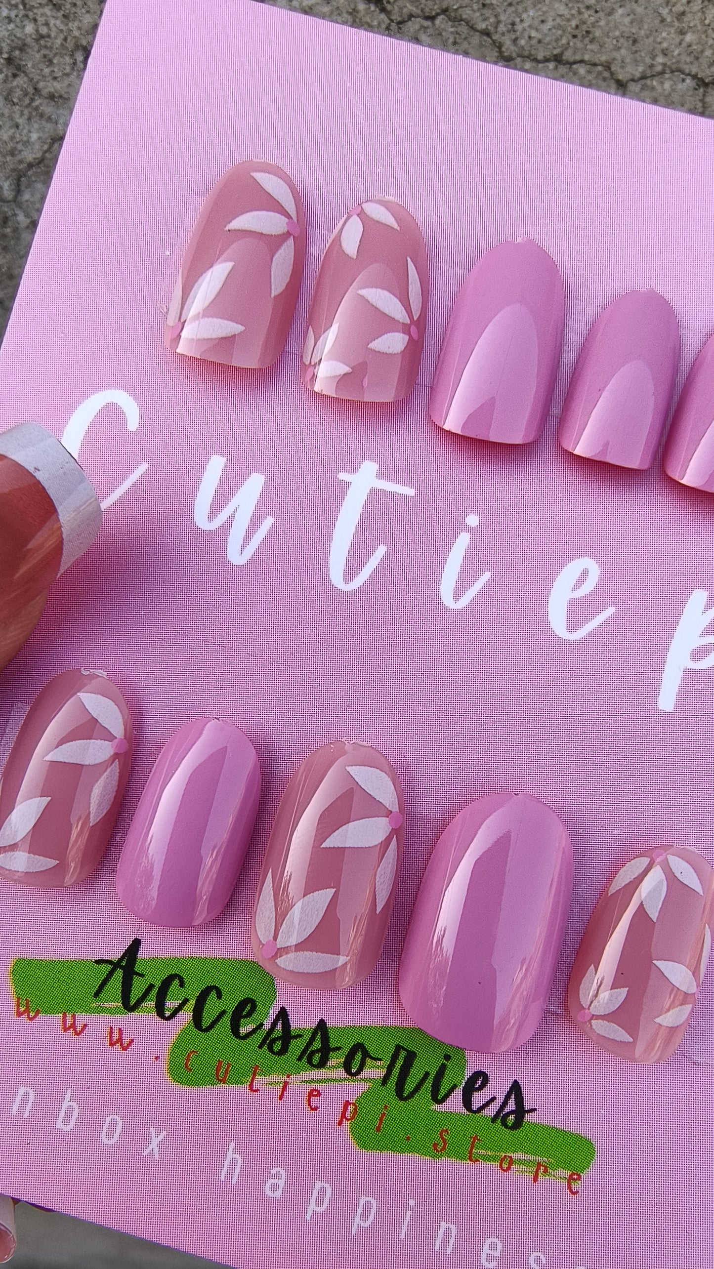 Purple Bloom: Floral Almond Nail Set (24pcs)" with application kit