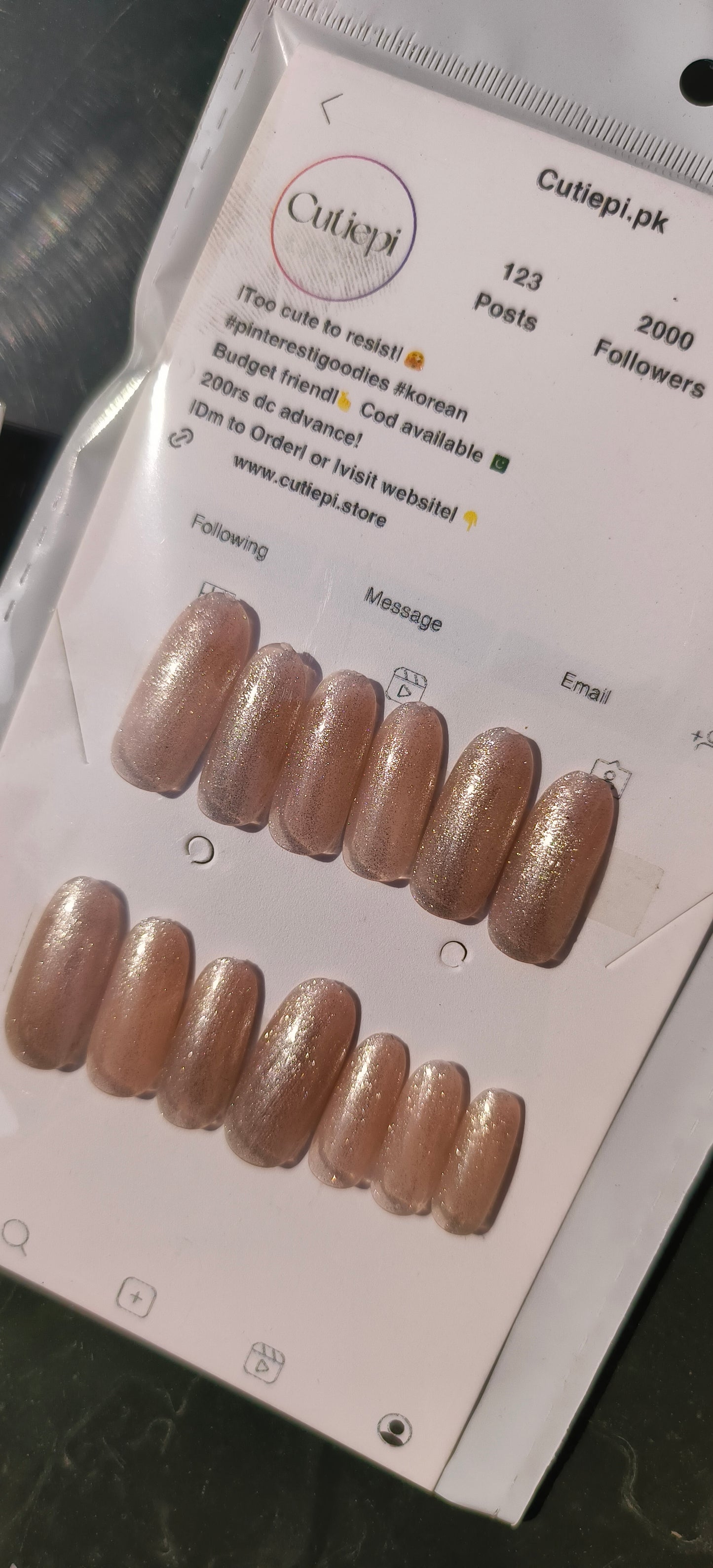 Mocha Glow Nails 10pcs with Application kit
