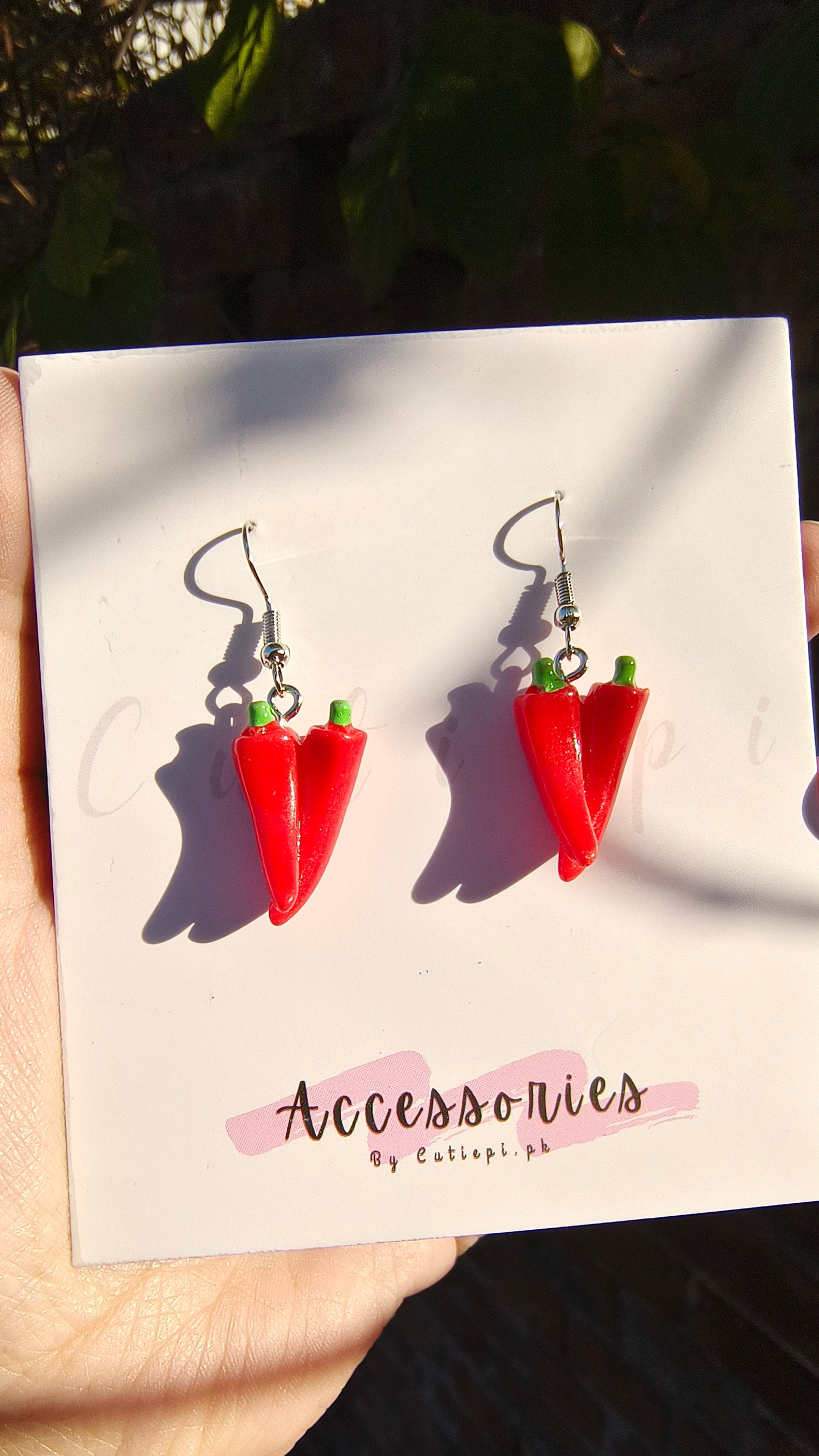 Red Chili earings realistic and fun