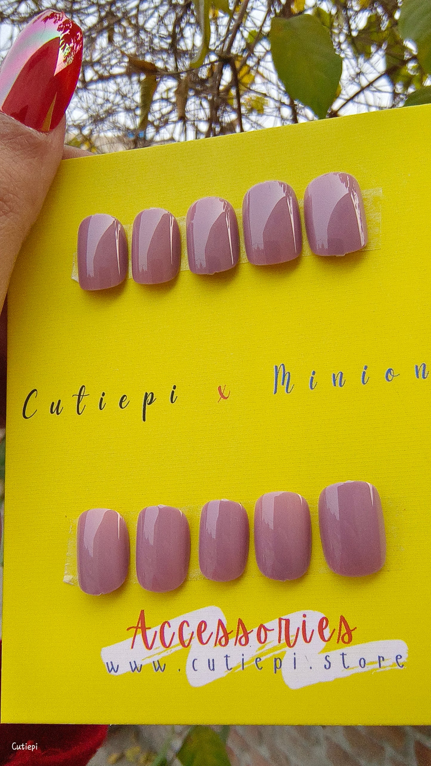 Royal Mocha - 24pcs Short Square Purplish Brown Press-On Nails