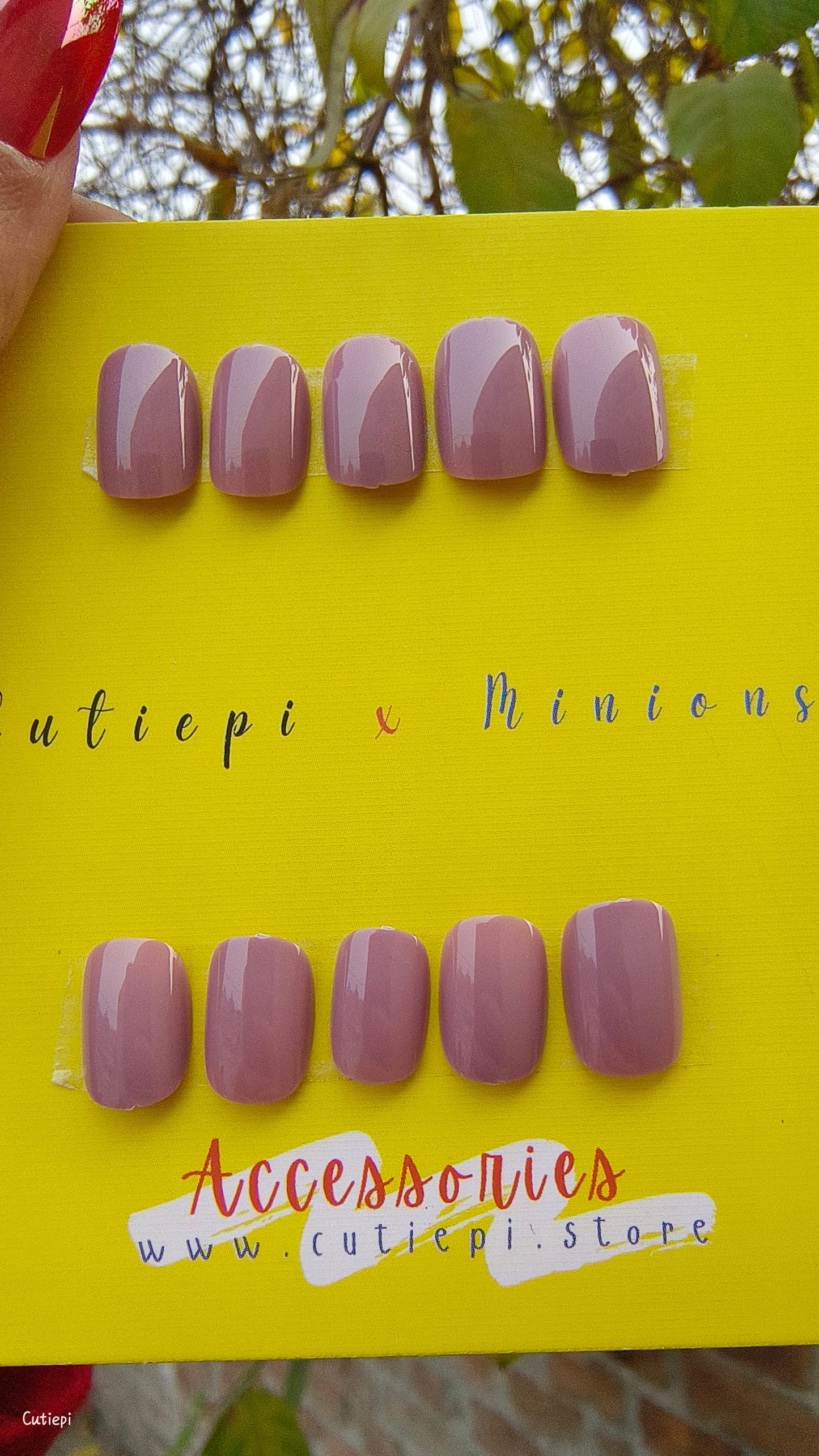 Royal Mocha - 24pcs Short Square Purplish Brown Press-On Nails