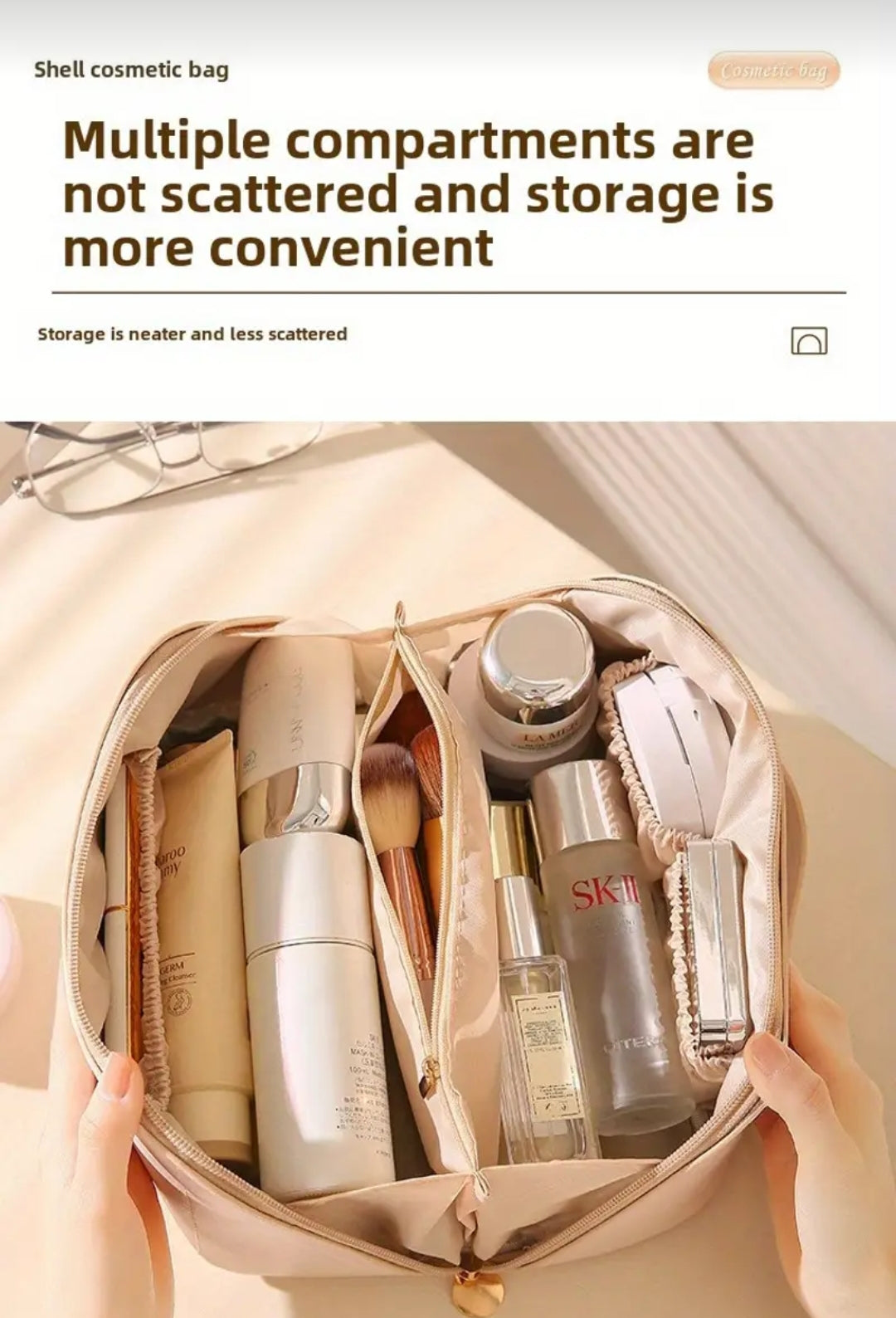 CloudZip: PU Pillow-Style Travel Makeup storage bag (Imported Leather) Flat 50% off on New Arrivals - On our 10k Followers Celebration - For 24 hrs only